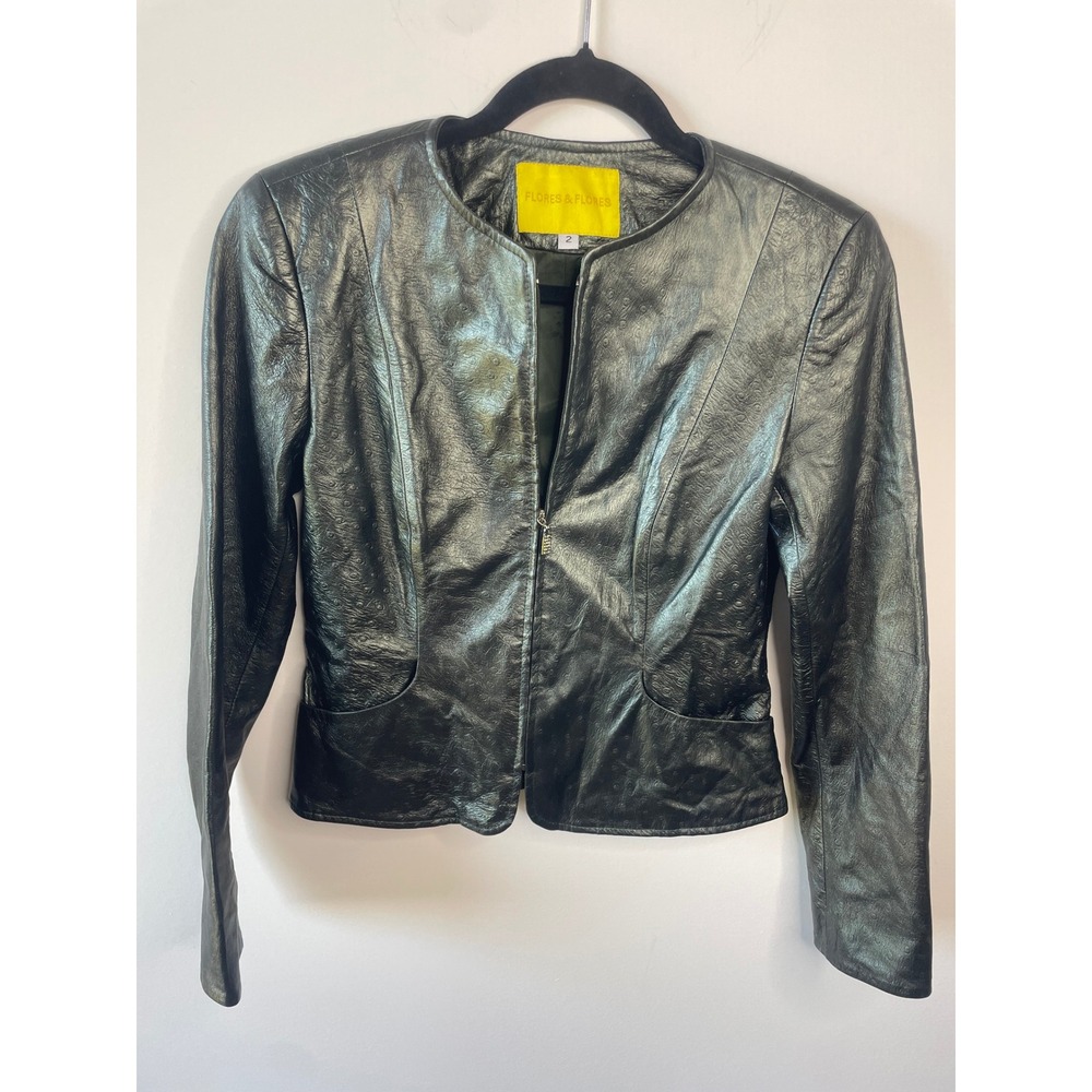 Flores & Flores Leather Jacket Women's Size 2 Made in New York Designer